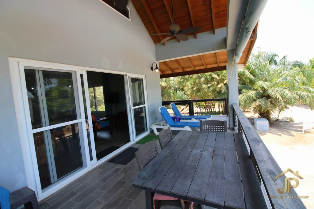 Aerial view of Caribbean Way duplex near the beach