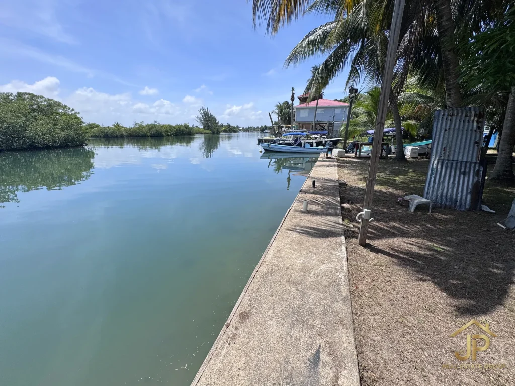 duplex exterior with mature tropical trees in Placencia Village - JP Real Estate Group