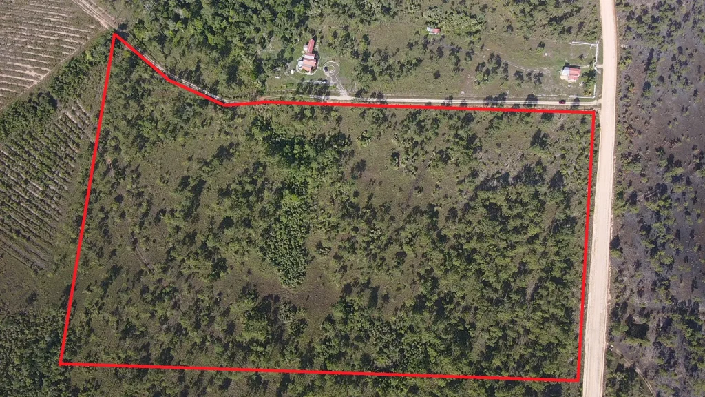overhead boundary map of 23 acres for sale near Red Bank Village Stann Creek Belize - JP Real Estate Group