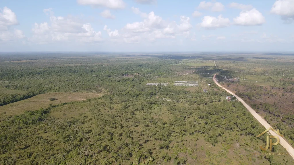 aerial view of Red Bank Village corridor and surrounding farmland Stann Creek Belize - JP Real Estate Group