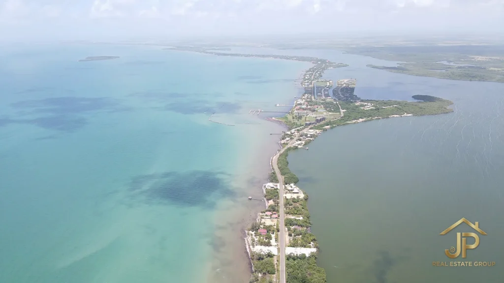 Placencia Peninsula aerial showing sea and lagoon - JP Real Estate Group