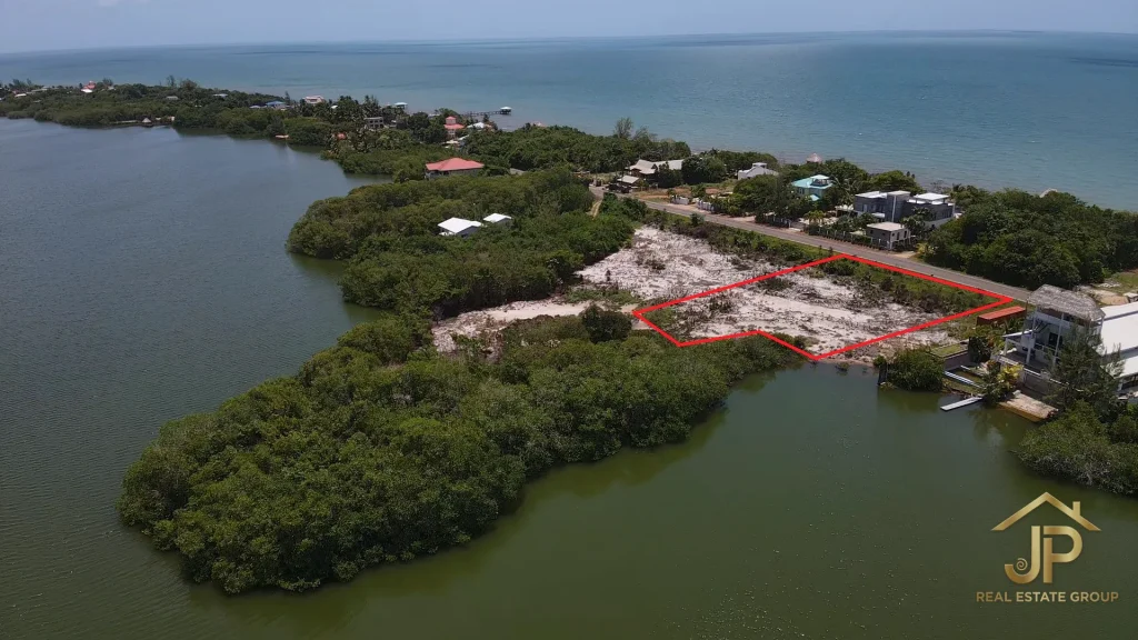 Plantation Placencia waterfront parcel overhead boundary view - JP Real Estate Group