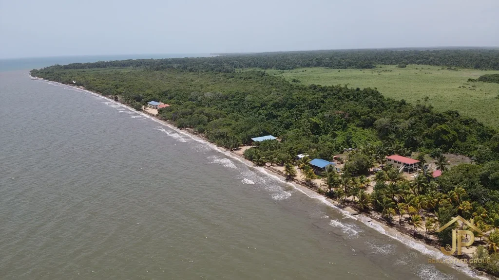 Southern Stann Creek shoreline and Mayacan beachfront properties