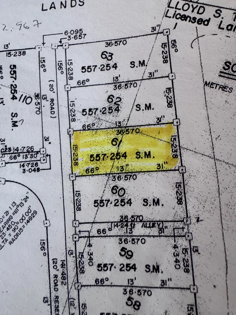 Survey plan highlighting Lot 61 at Mayacan in Stann Creek Belize
