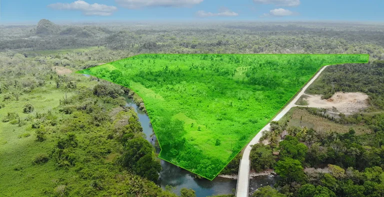 Outlined 97-acre Moho River property in Toledo District, Belize